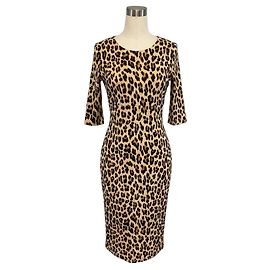 Autre Marque Vestido ajustado Delora con estampado de leopardo Alice + Olivia Tan / Black