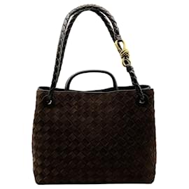 Borsa a tracolla Andiamo Medium in suede marrone Intrecciato Bottega Veneta
