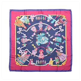 Hermès Carré 90 "HELLO DOLLY" Foulard in seta Blu Navy