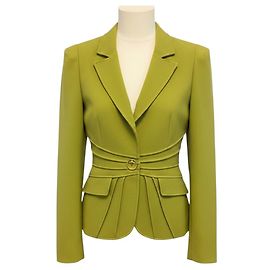 Autre Marque Cavalli Class RARE Vintage Jacke in Limettengrün mit Nähten und goldenem Schlangenknopf
