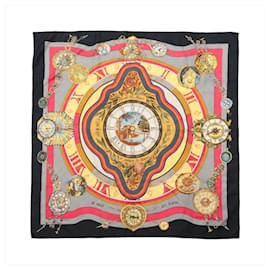 Hermès Carré 90 "La Ronde Des Heures" Seidentuch in Schwarz