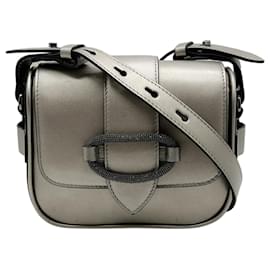 Brunello Cucinelli Crossbody-Tasche aus Leder in Champagne Grey