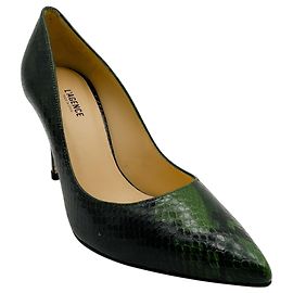 Zapatos de tacón Eloise en cuero grabado efecto serpiente L'Agence Winter Moss