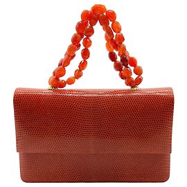 Autre Marque Borsa Collana Darby Scott in pelle di lucertola arancione