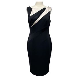 Vestido de cóctel midi de satén Negro / Marfil Karen Millen