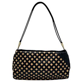 Sac à épaule en cuir tressé Intrecciato Bottega Veneta Vintage Noir / Tan