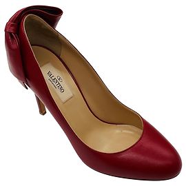 Valentino Garavani Décolleté in pelle Valentino rosse con punta tonda e dettaglio fiocco