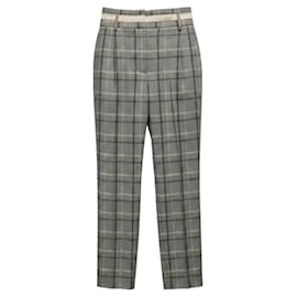 Peserico Graue taillierte Karostoffhose aus Wolle