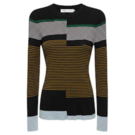 Proenza Schouler White Label Rippstrick-Pullover mit schwarzen Multistreifen