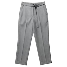 Peserico taillierte gerade Wollhose mit Umschlag in Hellgrau Metallic