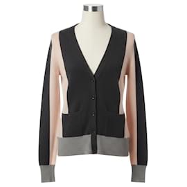 Autumn Cashmere V-Ausschnitt Cashmere Strick-Cardigan Colorblock Anthrazitgrau / Hellrosa / Hellgrau - Autre Marque