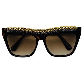 Stella Mc Cartney Stella McCartney Sonnenbrille Dark Havana Brown Tortoiseshell Gradient Bio Lens & Bio Acetate mit goldfarbenem Ketten-Detail