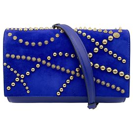 Borsa a pochette Christian Louboutin Galactiqueen Blue Suede / Leather Paloma