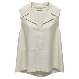 Marc by Marc Jacobs Top brillante sin mangas Co Ecru / Silver Metallic