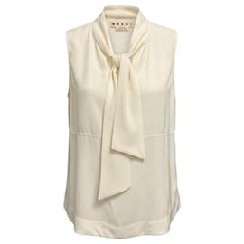 Top de seda sin mangas con lazada frontal Marni Ivory