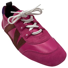 Sneakers Louis Vuitton Sneakerina in pelle di vitello scamosciata fucsia