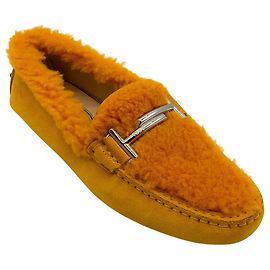 Mocassini da guida Tod's in shearling arancione