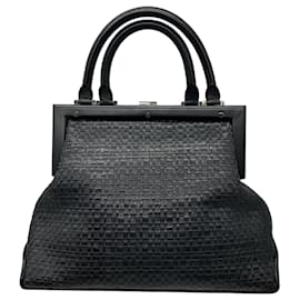 Borsa a mano Perrin Paris in pelle intrecciata nera con manico superiore - Autre Marque