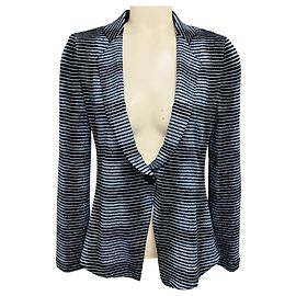Autre Marque Giacca Armani Collezioni a righe azzurro chiaro / nero con glitter metallizzati