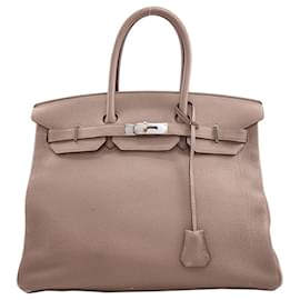 Hermès Borsa Hermes Birkin 35 in pelle Togo grigiastra