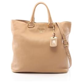 Borsa Tote 2-Way Prada in pelle beige