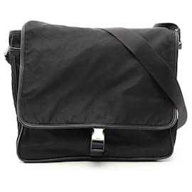 Borsa a tracolla Prada V166 in nylon nero e Saffiano