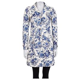 Abrigo de algodón con estampado floral blanco Gucci Resort 2007 IT 38 de segunda mano