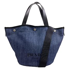 Borsa Tote 2-Way in denim Prada