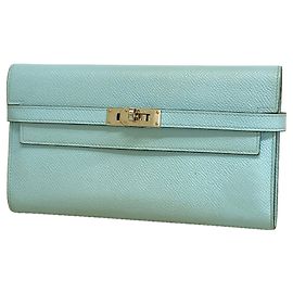 Hermès Hermes Kelly Long Wallet in Blue Zephyr