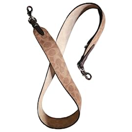 Coach monogram coated canvas and brown leather shoulder bag