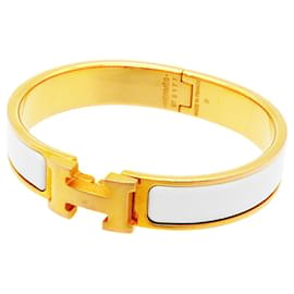 Bracelet Hermès Clic Clac PM Or et Blanc