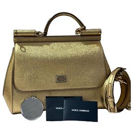 Sac à main Dolce & Gabbana Sicily en cuir laminé or