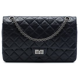Bolso de hombro Chanel Reissue 2.55 Double Flap 226 de piel de becerro envejecida acolchada azul