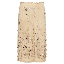 Falda midi adornada Miu Miu en Beige