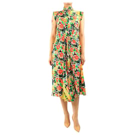 Vestido midi Prada naranja floral - talla UK 10