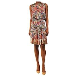 Robe plissée florale en soie multicolore - size UK 6 - Chanel