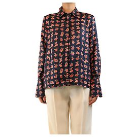 Victoria Beckham Blusa estampada de cerejas azul marinho - size UK 12