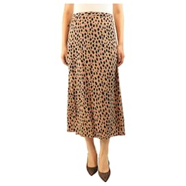 Reformation Midi-Rock mit Leopardenprint in Braun - size UK 10