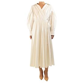 Autre Marque Vestido cruzado plisado blanco - size UK 10