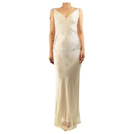 Trussardi Abito maxi in raso e pizzo crema - size UK 8