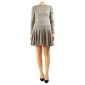 Mini robe en mélange de mohair et cachemire grise - size UK 8 - Chanel