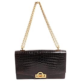 Borsa Olympe croc-skin Marron vintage 1979 Fonce - Hermès