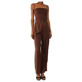 Reformation Conjunto de top e calças de linho castanho - size UK 4