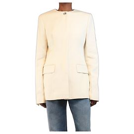 Totême Cream collarless cinched jacket - size UK 6