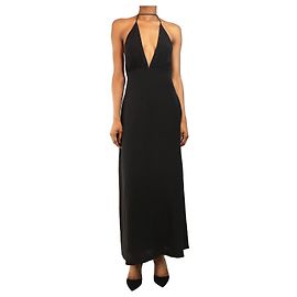 Totême Vestido midi de seda negro v-nike - talla UK 6