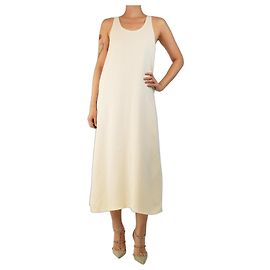 Totême Vestido midi texturizado sem mangas creme - size UK 8