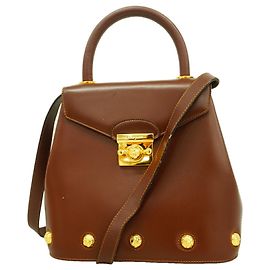 Borsa a mano in pelle marrone Salvatore Ferragamo