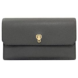 Portefeuille long Valextra Brera en cuir gris