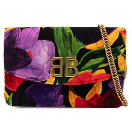 Borsa a tracolla matelassé con catena Balenciaga Logo Flower