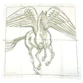 Hermès Libre Comme Pégase Seidentuch 90 cm - Weiß
